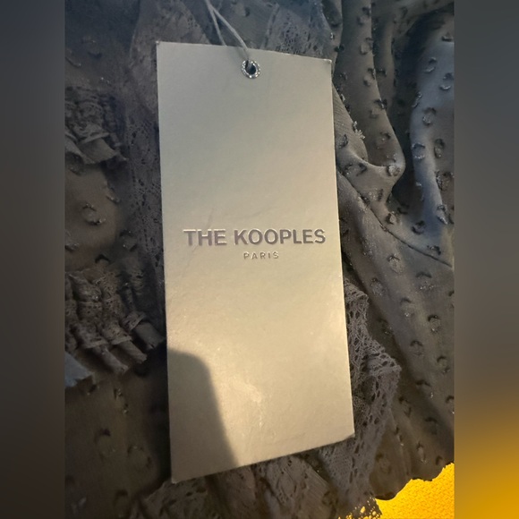 The Kooples Black Textured Ruffle Blouse NWT Flawed - Picture 7 of 11